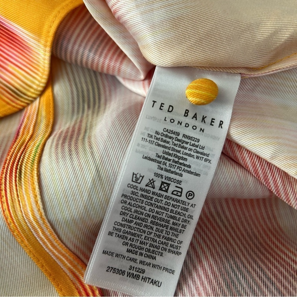 TED BAKER LONDON  Hitaku Floral-Print Woven Top in Orange Size US 4 / Ted 1 - Picture 6 of 6